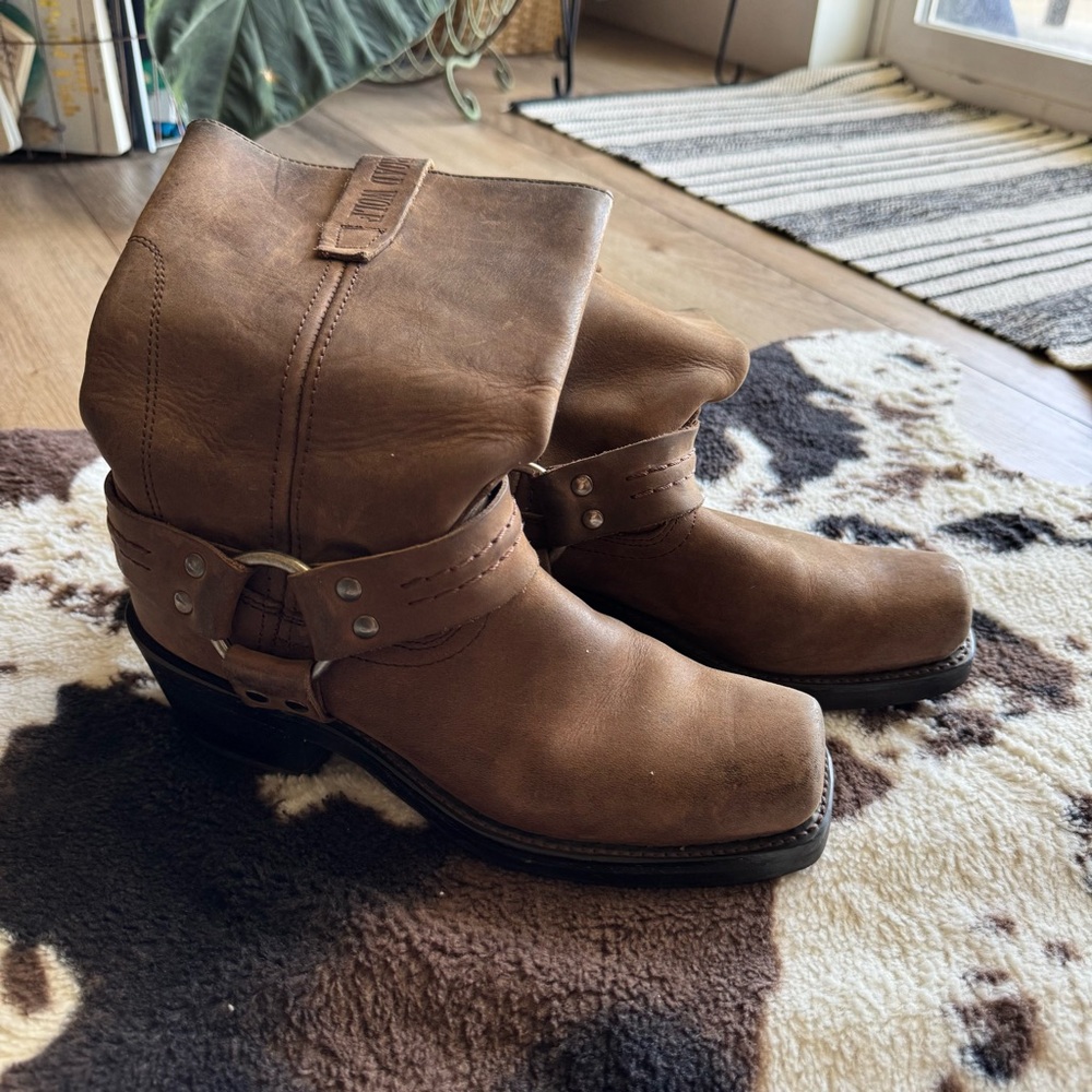 Brown Leather Women’s Biker Boots